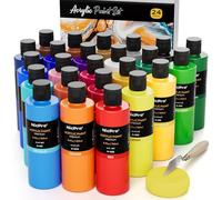 Nicpro Kit de Peinture Acrylique 24 Couleurs X 250 ml, Peinture Acrylique Professionnelle, Non Toxique, Séchage Rapide, Acrylic Paint pour Sur Toile, Cuir de Tissu, Artisanat, Bois, Céramique, Papier