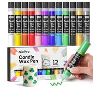 Nicpro Kit De Peinture De Bougies 12 Couleurs X 30 ml, Bâtons De Cire Pour Bougies, Effet 3D, Paillettes Or & Argenté, Non Toxique, Peinture Décorer pour Les Anniversaires, Pâques, Noël