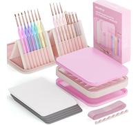 Nicpro Kit de peinture miniature esthétique, palette humide et 16 pinceaux de peinture pastel avec sac en nylon, 100 feuilles de papier, 4 éponges, palette de peinture pour figurines Chibi Miniatures