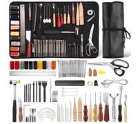 Nicpro Kit d'outils de travail du cuir 85 pièces avec sac de rangement personnalisé, outils de fabrication du cuir pour adultes, kit débutant pour estampage, couture, sculpture, découpe, travail du