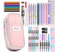 Nicpro Lot de 14 crayons mécaniques pastel avec sac, crayons artistiques mignons en vrac 0,5 et 0,7 et 0,9 mm et 2 mm avec support en graphite (2B couleurs HB) Recharges de mine, gommes