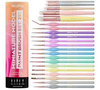 Nicpro Lot de 21 pinceaux de peinture miniature, esthétique, pastel, détails fins, pour acrylique, huile, aquarelle, maquette, peinture miniature, peinture par numéros, travaux manuels