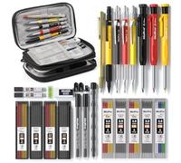 Nicpro Lot de 28 crayons de charpentier avec taille-crayon, crayons de charpentier mécaniques avec 127 recharges et outil de traçage en carbure, crayons de construction robustes pour le travail du