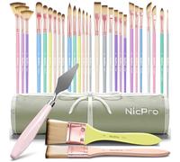 Nicpro Lot de 30 pinceaux professionnels avec spatule et rouleau de tissu