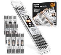 Nicpro Lot de 60 mines de 2,8 mm pour crayon de charpentier mécanique, résistantes à la casse de 2,8 mm, pour crayons de chantier, crayons de travail du bois (noir)