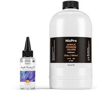 Nicpro Peinture acrylique de couleur blanche titane, 958,2 g pré-mélangée avec huile de coulée en silicone et gants pour toile, roche, flux de création de cellules de bois, peinture artistique, prête