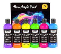 Nicpro Peinture Fluorescente 6 Couleurs X 120ML, Peinture Acrylique Luisant Dans Le Noir, Acrylique Fluorescente pour Projets De Bricolage, Vêtements De Fête, Halloween, Décorations De Noël
