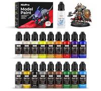 Nicpro Peinture Maquette Set 18 Couleurs x 20 ml, Prêt À L'Emploi Modèle Acrylique Peintures, Brosse & Aérographe Compatible, Peinture Set pour Débutant & Artiste,pour Modèles, Artisanat, 20ml Diluant