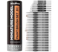 Nicpro pinceaux Miniatures - 31 pièces pinceaux Peinture pour maquettes, Acrylique, Huile, Aquarelle, détails, pour maquettes, Miniatures, Peinture par numéros, Loisirs créatifs - avec récipient