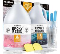 Nicpro resine epoxy 7680 ml/256 oz, epoxy resin kit complet pour la fabrication de bijoux, livré avec des tasses à mélanger, des pipettes de transfert, des bâtons d'agitation en silicone, des gants