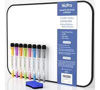 Nicpro Tableau blanc effaçable à sec A3,Double face magnétique,30x42 cm,Avec bordure noire,8 stylos à base d'eau et 1 gomme pour enfants, la salle de classe, la maison