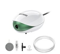 NICREW UFO Bulleur Aquarium jusqu'à 150 L, Ultra Silencieux <35 DB | Débit d'Air 180 L/h, Débit Réglable, Design UFO Compact, Kit Complet avec Tuyau à Air, Diffuseur d'Air & Clapet Anti-Retour