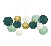 NICROLANDEE Décorations de fête de Mariage - Lot de 12 lanternes en Papier à Suspendre de Style Rustique pour décoration de Printemps, fête prénuptiale, fête prénatale, Anniversaire, Eucalyptus