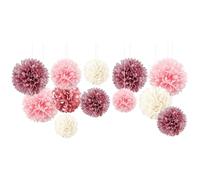 NICROLANDEE - Lot de 12 pompons en papier de soie - Décoration de fête - Pour mariage, fête prénatale, anniversaire, enterrement de vie de jeune fille, fête de jardin - Rose (poussiéreux/poudré)