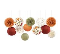 NICROLANDEE Lot de 12 pompons en papier de soie orange - Lanternes en papier d'érable - Décoration pour fête de Thanksgiving, mariage d'automne, anniversaire, fête prénatale