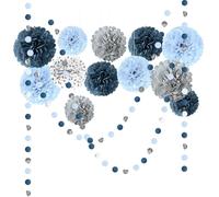 NICROLANDEE Lot de 15 pompons en papier de soie - Décoration de mariage - Guirlande en papier - Décoration pour fête de mariage, enterrement de vie de jeune fille, fête prénatale