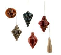 NICROLANDEE Lot de 6 mini décorations de Noël en papier 3D avec bord pailleté, décorations de Noël à suspendre pour décoration d'arbre de Noël, fêtes de Noël, décoration du Nouvel An