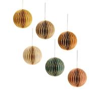 NICROLANDEE Lot de 6 mini lanternes en papier nid d'abeille 3D à paillettes - Vert et marron - Pour décoration de sapin de Noël, fête du Nouvel An, décoration de Noël