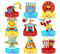 NICROLANDEE Lot de 9 décorations de table de carnaval - En nid d'abeille - Motif cirque 3D - Animaux en nid d'abeille - Décoration de table pour carnaval, cirque, anniversaire, fête prénatale