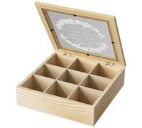 Nicrulp Boite à Thé à 9 Compartiments, Rangement The Sachet Bois, Coffret Thé, Boite en Bois avec Couvercle, Tea Box, Organisateur de Sachets de Thé, Boite à Tisane Hermétique, Boite The Vrac
