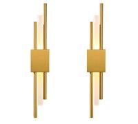 NICRX 2 Pièces Applique Murale LED Moderne Dorée | Luminaire Mural Vertical en Métal et Acrylique | Lampe Murale Minimaliste pour Chambre,Salon,Couloir,48cm,3 Températures de Couleur (2 Pces-Droite)
