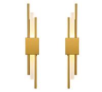 NICRX 2 Pièces Applique Murale LED Moderne Dorée | Luminaire Mural Vertical en Métal et Acrylique,Lampe Murale Minimaliste pour Chambre,Salon,Couloir,Hôtel,48cm,3 Températures de Couleur (2 Pces-D&G)