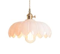 NICRX 25 cm industriel Vintage pendentif éclairage verre Lotus lampe suspension lustre E27 laiton finition plafond suspension lampe (Blanc)
