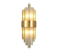 NICRX Applique Murale à Base dorée en Cristal E14,Luminaires Muraux Modernes en Cristal,Appliques Intérieure pour Chambre, Salle de Bain, Couloir, Entrée (45cm)