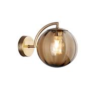 NICRX Applique murale boule de verre Ambre 150mm,Globe Lampe murale Intérieure en verre avec Base dorée, Applique murale pour chevet,chambre,salon,couloir (Ambre)