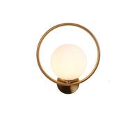 NICRX applique murale boule de verre blanc 150mm, Globe en verre blanc avec Base en laiton doré, applique murale pour chevet
