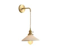 NICRX applique murale en céramique blanche, avec Base en laiton doré, luminaire mural en forme de goutte pour chevet (B)