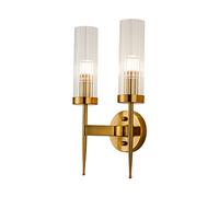 NICRX E14 Base en Or et Appliques Murales en Cristal, Luminaire Moderne pour Intérieur, Lampe Murale Salle de Bain, Chambre à Coucher, Salon et Couloir (2 lumières)