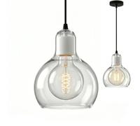 NICRX Lampe Suspendue Moderne en Verre avec Base E27, Cordon Ajustable de 150cm,Idéale pour Cuisine,Salle à Manger,Salon et Chambre,Suspensions pour Décoration Intérieure (Transparent)