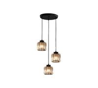 NICRX Suspension en cristal à 3 lumières, Noir et plafonnier en cristal, luminaire suspendu pour îlot de cuisine, salle à manger, chambre à coucher (Noir)