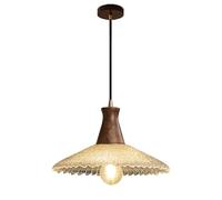 NICRX Suspension Vintage Bois Verre Texturé E27 Lampe Suspendue Réglable pour Chambre Salle à Manger Salon Cuisine Café Décoration Rétro 21cm 27cm 31cm (31cm)