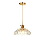 NICRX Suspension Vintage en Verre,Lampe de Plafond Suspendue Hauteur Réglable,Ambre Abat-Jour en Pétale,Finition Dorée Brossée,Douille E27 Plafonnier Pour Salle à Manger,Cuisine,Salon,Porche (30cm)