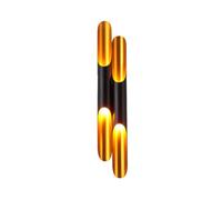 NICRX Vintage industriel tube de bambou forme applique murale rétro noir et or fer applique murale applique lumière (Double)