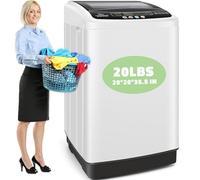 Nictemaw Machine à laver portable, capacité de 9,1 kg avec pompe de vidange, 4 programmes de lavage, 4 niveaux d'eau, 3 températures de l'eau, machine à laver compacte de 0,7 m³ pour appartement,