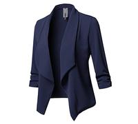 nicticsi Blazer Femme Chic Et Elegant Court Veste Legere Ete Jacket Costume Office Manteau Mode Casual Bureau Sweater Cardigan Habillé Veste De Tailleur Bleu Marine M