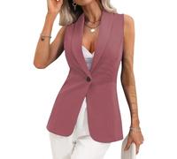 nicticsi Blazer Sans Manches pour Femme Veste de Costume à Revers Ouvert sur le Devant Couleur Unie Boutons Simples Gilet Classique Business Jacket B Bordeaux S