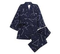 nicticsi Ensemble de Kimono Japonais pour Hommes Décontracté Maison Pyjamas Sets Chemise à Cordon avec Poches Sets Costume d'impression en Couleur Unie Costume Ensemble de Léger