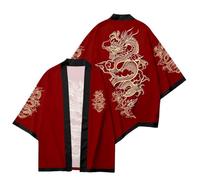 nicticsi Hommes Kimono Imprimé Ample Manches Courtes Été 3/4 Manches Vêtements Japonais Peignoir Pyjama Chemise De Plage T-Shirt Top Stil 01 XXL
