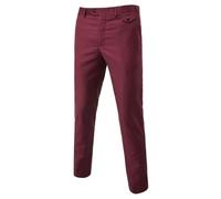 nicticsi Pantalon de Costume pour Homme Slim Fit Pantalon Droit Pantalon Business de Couleur Unie Pantalon d'Été Confortable Décontracté Pantalon Élégant Pantalon Coupe Classique A Bordeaux S