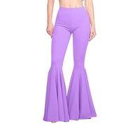nicticsi Pantalon Yoga Evase Femme Patte Elephant Bootcut Taille Haute Chic Et Elegant Pantalon De Danse Modern Jazz À Jambe Large Elastique Jogging A Violet Clair L