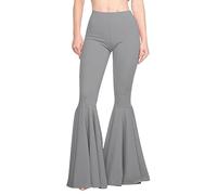 nicticsi Pantalon Yoga Evase Femme Patte Elephant Bootcut Taille Haute Chic Et Elegant Pantalon De Danse Modern Jazz À Jambe Large Elastique Jogging A Gris XXL