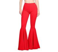 nicticsi Pantalon Yoga Evase Femme Patte Elephant Bootcut Taille Haute Chic Et Elegant Pantalon De Danse Modern Jazz À Jambe Large Elastique Jogging A Rouge XXL