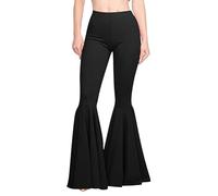 nicticsi Pantalon Yoga Evase Femme Patte Elephant Bootcut Taille Haute Chic Et Elegant Pantalon De Danse Modern Jazz À Jambe Large Elastique Jogging A Noir XL