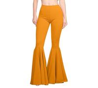 nicticsi Pantalon Yoga Evase Femme Patte Elephant Bootcut Taille Haute Chic Et Elegant Pantalon De Danse Modern Jazz À Jambe Large Elastique Jogging A Jaune L