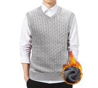 nicticsi Pull Sans Manches pour Hommes Gilets Tricotés à col en V Couleur Unie Business Débardeurs Classique Gilets Tricotés Décontractée Gilet Confortable d'Automne et d'Hiver D Gris M