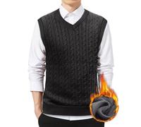 nicticsi Pull Sans Manches pour Hommes Gilets Tricotés à col en V Couleur Unie Business Débardeurs Classique Gilets Tricotés Décontractée Gilet Confortable d'Automne et d'Hiver D Noir M